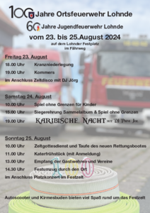 Plakat 100 Jahre Ortsfeuerwehr Lohnde Veranstaltungskalender