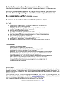 Stellenausschreibung: Sachbearbeitung/Referenten